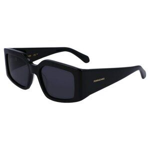 A0680Z New SALVATORE FERRAGAMO Black Rectangle SF1101S 001 Sunglasses Women